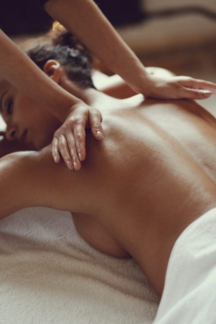 Leisure. Woman in spa salon